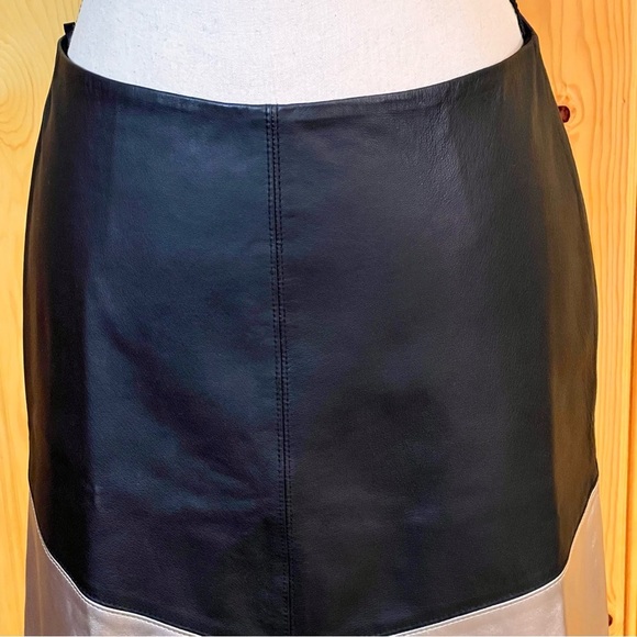 NWT W by WORTH Chevron Leather Mini Skirt Sz-2 - Picture 2 of 7